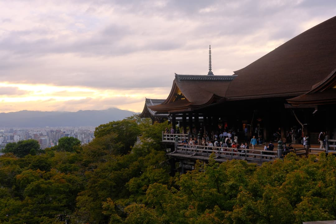 Temple and city at dusk – Kyoto, Japan