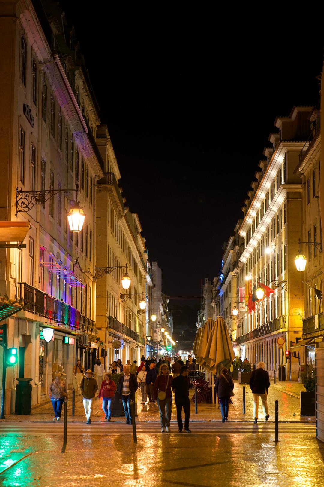 Glowing pedestrian street – Lisbon, Portugal